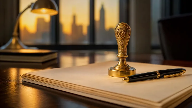 Embossing seal, pen and documents on a desk, How to Start a Collection Agency in North Dakota